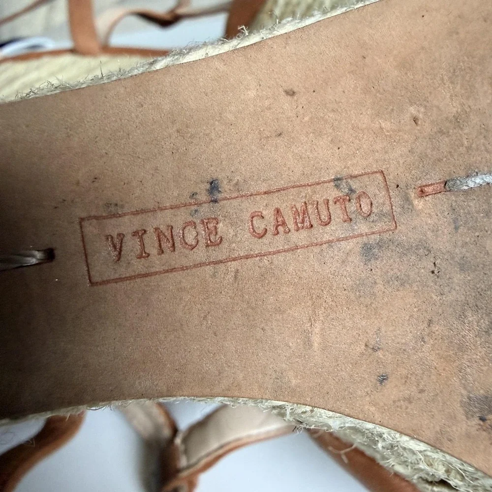 Vince Camuto Wedge Sandals Womens Size 11 Brown Leather Espadrille VC-INSLO2